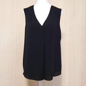 White House Black Market Black Sleeveless V-Neck Blouse